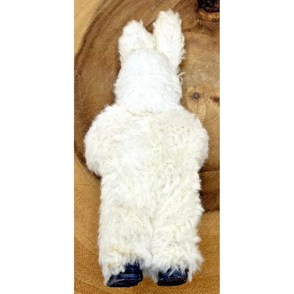 2 Vintage Miniature Porcelain Doll  in Fuzzy Fabric Bunny Costume 4